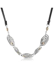 Lucky Brand "Two Tone Peacock" Two-Tone Open Feather Collar Necklace, 17.5"