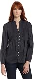 Izod Womens Long Sleeve Pleated Bib Button Front Shirt