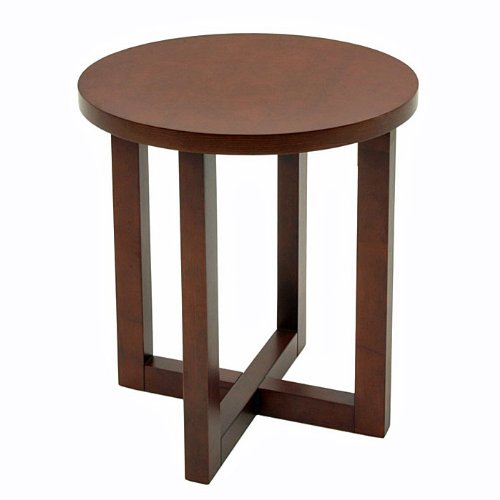 Round Wood End Table Cherry Finish