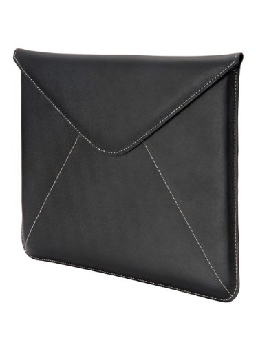 NavJack - iPad Premium Slip Case with Magnetic Clasp Flap - Black with White Stitching