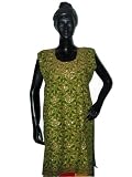 Indian Cotton Kurtigreen Tunic Yoga Cotton Kurti Clothing Of India Casual Summer Spring Dresses Sequin Hand Embroidery Size L Christmas Sale