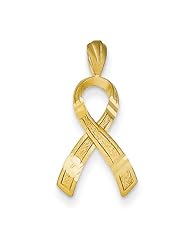 14k Yellow Gold Awareness Ribbon Pendant c904
