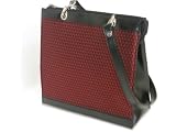 Red and Black Silk and Leather Handbag