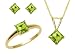 Jewelry : 10k Yellow Gold, August Birthstone, Peridot Ring, Pendant and Earring Set, Ring Size 7