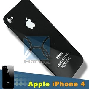 ORIGINAL APPLE IPHONE 4 4G GEN. BLACK HOUSING BATTERY DOOR COVER GLASS with CAMERA LENS