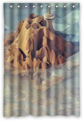 Shower Curtain Artistic Designer From Mr Kill Designs Stylish, Decorative, Unique, Cool, Fun, Funky Bathroom - 48"(W)x 72"(H) Triangle Lighthouse Pattern Abstract Wave Mountain Art
