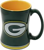 Green Bay Packers 15 Ounce Sculpted Logo Relief Coffee Mug