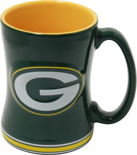 Green Bay Packers 15 Ounce Sculpted Logo Relief Coffee Mug