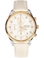 Seiko SNDX44 35mm Stainless Steel Case White Calfskin Mineral Womens Watch