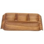 Pacific Merchants Acaciaware, Rectangle 4-Section Serving Tray, Made of Acadia Hardwood