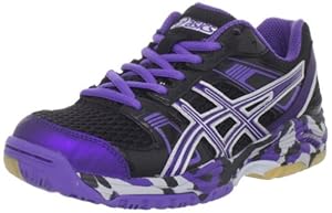 ASICS Women's 1140 V Volleyball Shoe,Black/Grape/Silver,7 M US