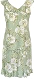 Ruffle V-Neck Dress - White Orchid Hawaiian Aloha Pull Over Short Tank Mid-Length Dress - Regular Size
