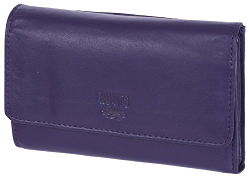 Roots 73 Women's Slim Leather Trifold RFID Protected Clutch Wallet Plum
