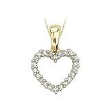 14K Yellow Gold 1/4 ct. Prong Set Diamond Heart Pendant with Chain