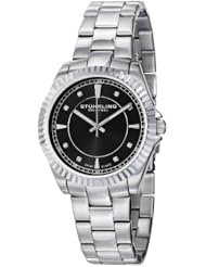 Stuhrling Original Womens 408L.12111 Aquadiver Regatta Lady Marine Swiss Quartz Black Dial Stainless Steel Bracelet Watch