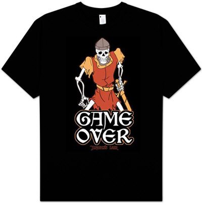 Dragon's Lair GAME OVER 80s Video Game Adult Black T-shirt
