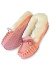LADIES SUEDE MOCCASINS CUFF PVC SOLE