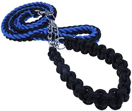 Dog Leash/dog Chain/traction Rope Adjustable Loop Slip Pet Dog Leashes Rope Snap Training Lead (XL, Black+blue)