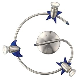 Eglo 82963A Cosmos-1, Nickel Frosted/Blue, 3-Light Spot Light Fixture