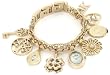 AK Anne Klein Women's  10-8096CHRM Swarovski Crystal Accented Gold-Tone Charm Bracelet Watch