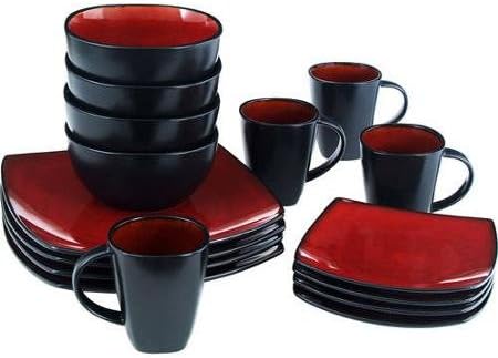 Soho Lounge Square 16-piece Dinnerware Set, Red