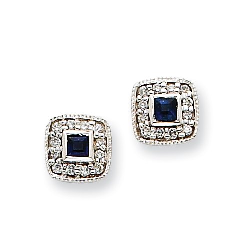 14k Gold White Gold Diamond  &  Sapphire Earrings Real Goldia Designer Perfect Jewelry Gift