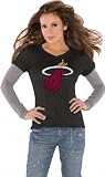 Miami Heat Black Women's Primary Logo Tri Blend Long Sleeve Layered T-Shirt- by Alyssa Milano