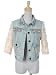 Anna-Kaci S/M Fit Light Blue Denim Metal Hardware Vest w Floral Half Sleeves
