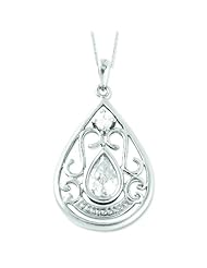 Silver CZ In Loving Memory 18in Necklace. Metal Weight- 4.61g.
