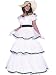 Women's Theatrical Costumes Southern Bell Gown Full White Green Ribbon Trim Includes Hat