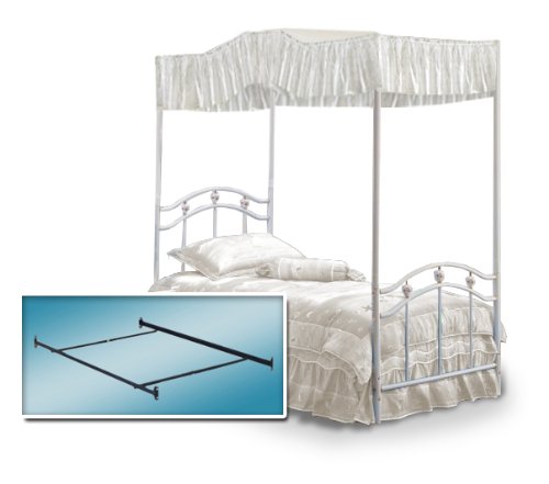 White Twin Princess Bed Frame & Canopy with Canopy Fabric Set