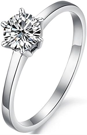 Women Simple Oversized Crown Style Cubic Zirconia Alternative Engagement&amp;Wedding Titanium Steel Ring (7)