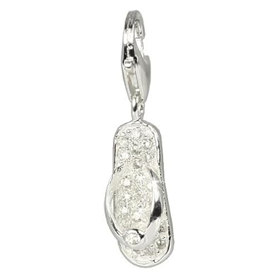 Cheap Girls Jewelry SilberDream Charm flipflop white Zirkonia 925 Sterling Silver Charms Pendant with Lobster Clasp for Charms Bracelet, Necklace or Charms Carrier FC217W For Sale