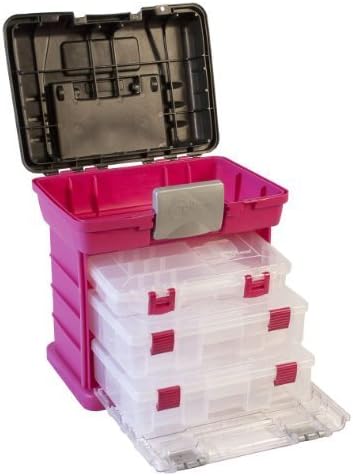 Creative Options 1363-85 Grab N' Go Rack System with Two No.2-3630 Deep Pro-Latch Organizers and One No.2-3650 Organizer, Magenta/Sparkle Gray by Plano Molding Company