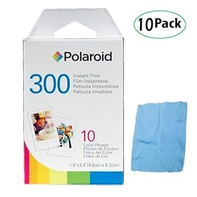Polaroid PIF-300 Instant Film for 300 Series Cameras -10 PACK + Fiber Cloth