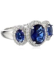Sterling Silver and Created White Sapphire Ring, Size 7