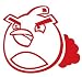 Angry Birds - Bomb Bird - Facing Left -Decal / Sticker - Size: 4.0 x 3.5 inches - Color: Red