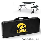 Iowa Hawkeyes Portable Folding Table with 4 Bench Seats - Black w/Digital Print