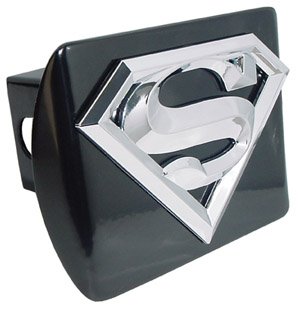  Superman "Black with Chrome "S" 3D Emblem" Metal Trailer Hitch Cover Fits 2 Inch Auto Car Truck Receiver