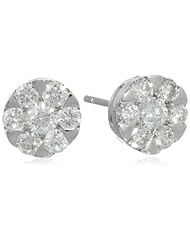10k Gold Round Illusion Diamond Stud Earrings (0.75 cttw, H-I Color, SI2-I1 Clarity)