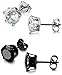 FIBO STEEL 2 Pairs Stainless Steel Stud Earrings for Men Women Cubic Zirconia Inlaid, 3mm-8mm Available