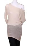 Love Sweet Boat Neck Long Sleeve Back Contrast Cream Tunic Top Gold