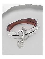 White Star Leather Bracelet In White Base