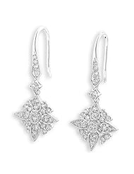 (X1000Diamond) 18K/750 White Gold Shining Star Dangling with Miligrain Diamond Accented Earring (0.64cttw, G-H Color, VS2-SI1 Clarity)