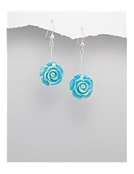 Rose Resin Earrings In 92.5 Sterling Silver