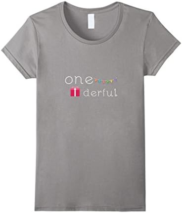 Women's One - derful First Birthday Party T-Shirt Small Slate