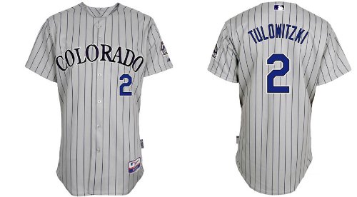Personalized Colorado Rockies 2# Troy Tulowitzki Grey Stripe 2011 MLB Authentic Jerseys Cool Base Jersey 48-56 Drop Shipping