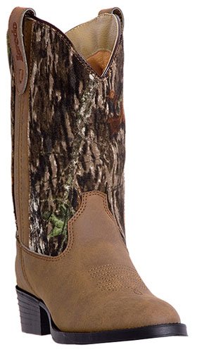 Kid's Laredo Round Toe Leather Western Boots BROWN 4 D