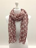 Large Dusty Pink Scarf with Large White Polka Dots