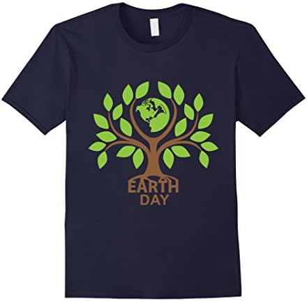 Men's Happy Earth Day 2016 Save Tree Nature Go Green Globe T-Shirt Large Navy